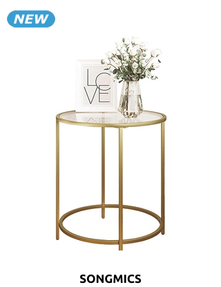 SONGMICS Couchtisch «Glass Gold», Ø 50 cm x H 55 cm, goldfarben