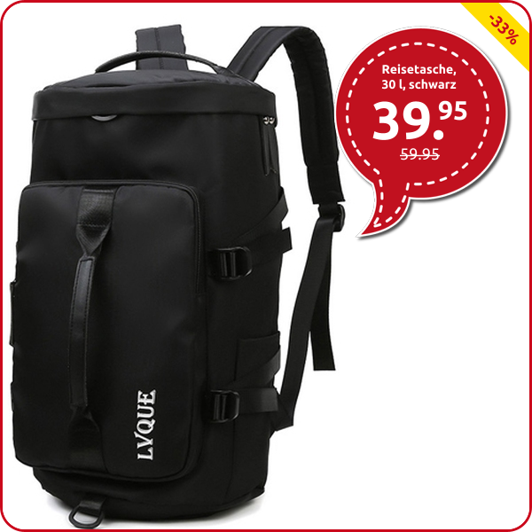 Reisetasche, 30 l, schwarz