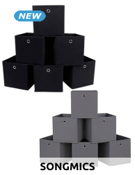 SONGMICS 6er-Set, Aufbewahrungsboxen, schwarz