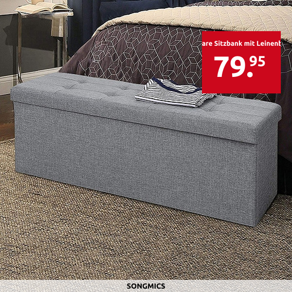 SONGMICS Faltbare Sitzbank mit Leinenbezug