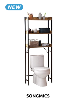SONGMICS WC-Möbel «Indus», B 63 x H 165 x T 25 cm, braun/schwarz