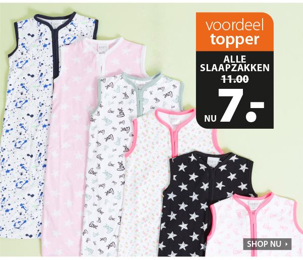 Bekijk onze babyslaapzakken en shop ze extra voordelig voor maar 7,-