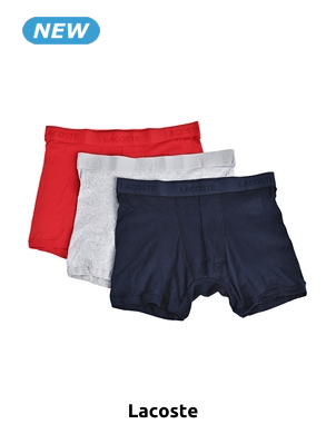 LACOSTE 3er-Pack Boxer, schwarz + grau + rot