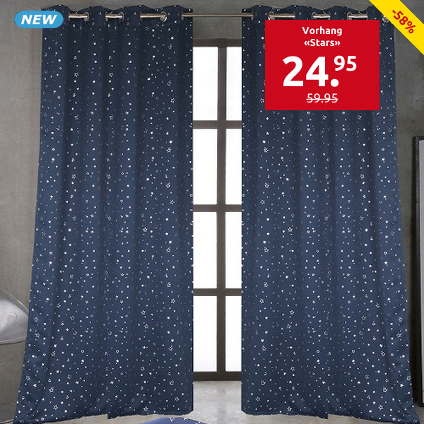 Lichtundurchlässiger Vorhang «Stars», 240 x 140 cm, marine