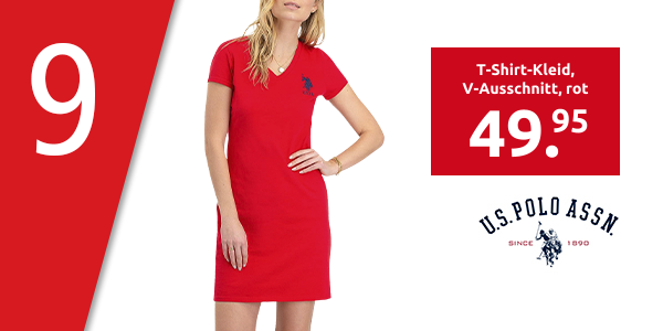 U.S. POLO ASSN. T-Shirt-Kleid, V-Ausschnitt, rot