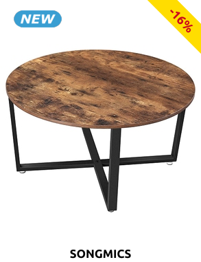 SONGMICS Couchtisch «Mia», Ø 88 x H 47 cm, braun/schwarz