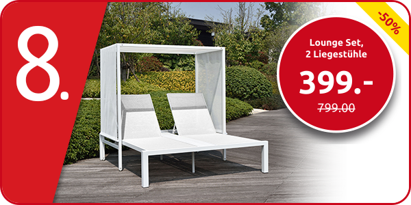 Lounge Set,  2 Liegestühle mit Sonnenschutz