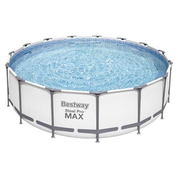 Aufstellpool Framepool-Set Bestway rund Ø 457x122 cm inkl. Sandfilteranlage, Leiter & Abdeckplane hellgrau