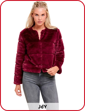 Jacke aus Kunstfell, bordeaux, JDY