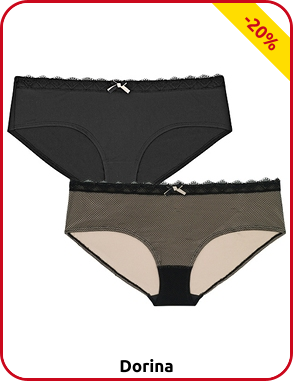 Slips Dorina im 2er-Pack, schwarz + schwarz/beige