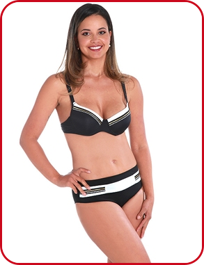 Push up-Bikini, schwarz/weiss