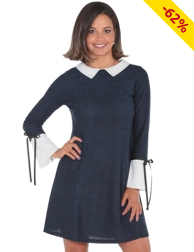 Kleid mit uni Details, navy