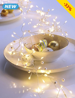 Leuchtgirlande, 100 LEDs, mit Perlen