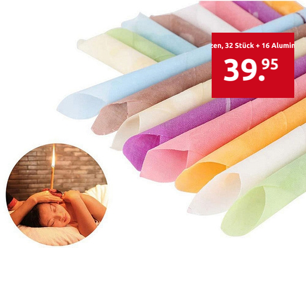 Ohrenkerzen, 32 Stück + 16  Aluminiumenden