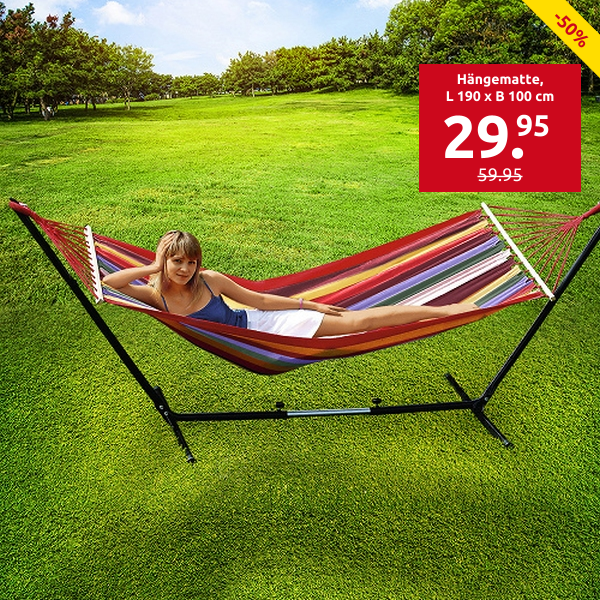 Hängematte, reine Baumwolle, L 190 x B 100 cm