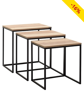 Couchtische «Piccola», 3 Stück, B 55 / B 51 / B 46 cm, Dekor holz