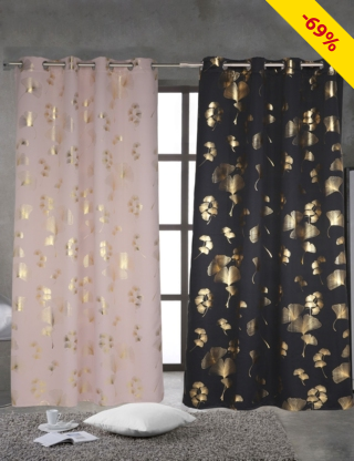 Vorhang «Ginkgo», lichtundurchlässig, H 240 , B 140 cm, rosa