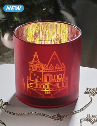 Windlicht, Ø 15 x H 15 cm, rot