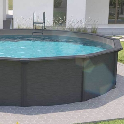 Aufstellpool Steinbach Stahlwandpool Set Nuovo Skimmer Ø 360 x 120 cm mit Einlafudüse Leiter inkl. Plattform