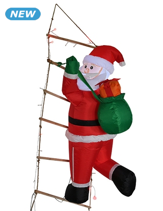 Weihnachtsmann «Leiter», LED, aufblasbar