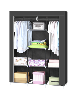 Kleiderschrank aus Vlies, schwarz