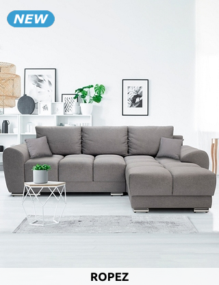 ROPEZ Schlaf-Ecksofa «Azzur», 256 x 175 cm, hellgrau