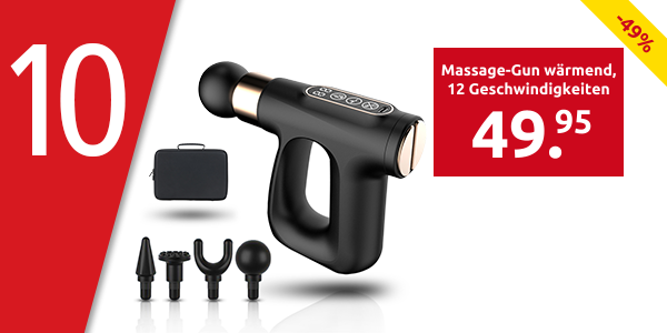 Massage-Gun wärmend, 12 Geschwindigkeiten, 4 Massageköpfe