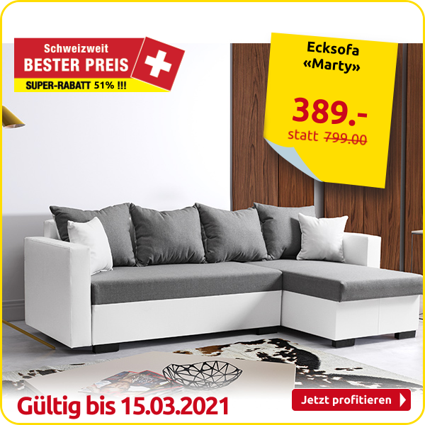 Ecksofa «Marty», weiss/grau