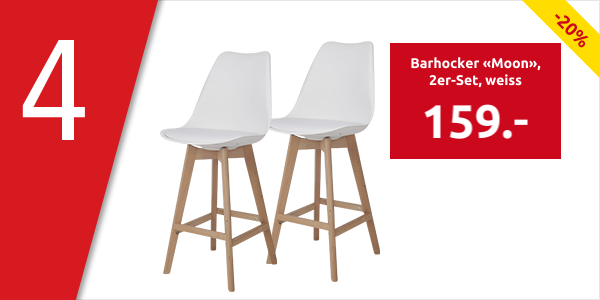 Barhocker «Moon», 2er-Set, weiss