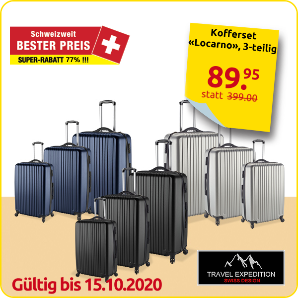 Kofferset «Locarno», 3-teilig, grau Kofferset «Locarno», 3-teilig, grau