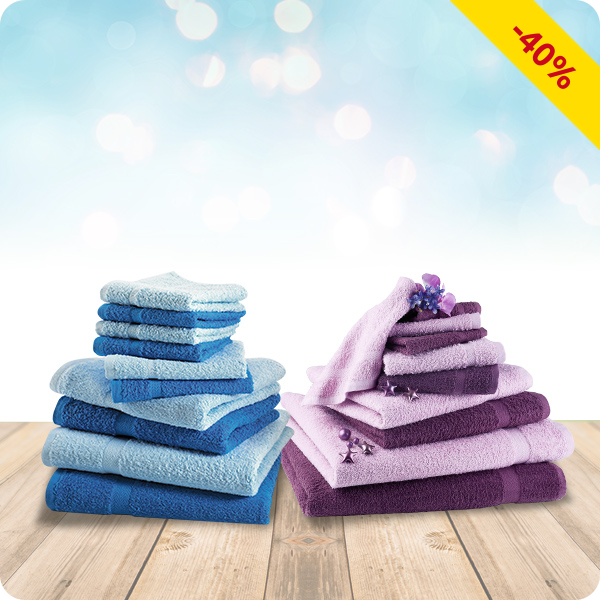 10-teiliges Frottee-Set, superflauschig, violett/lila