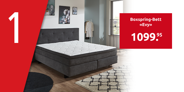 Boxspring-Bett «Evy», 180 x 200 cm, anthrazit
