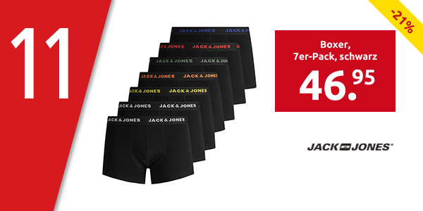 Jack & Jones Boxer, verschiedenfarbiges Logo, 7er-Pack, schwarz