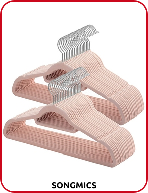 Songmics Kleiderbügel mit Samt, 50 Stück, hellrosa