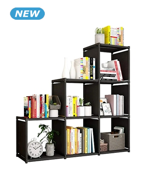 Regal «Escalier», konfigurierbar, 6 Nischen, 3 Boxen, 102x106x28 cm, grau