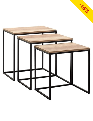 Couchtische «Piccola», 3 Stück, B 55 / B 51 / B 46 cm, Dekor holz