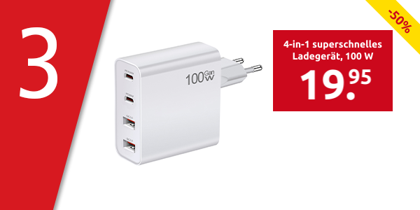 4-in-1 superschnelles Ladegerät, 100 W