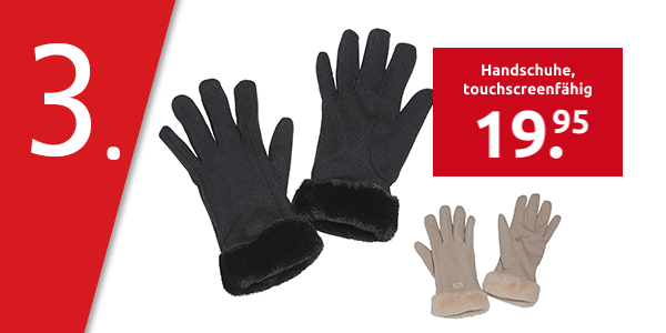 Handschuhe, touchscreenfähig, gefüttert, schwarz