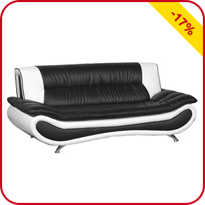 Sofa «Glam», 3-Sitzer, B 201 cm, schwarz-weiss, Lederoptik