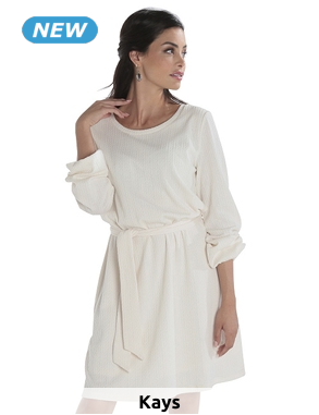Kleid mit Strickmuster, ecru