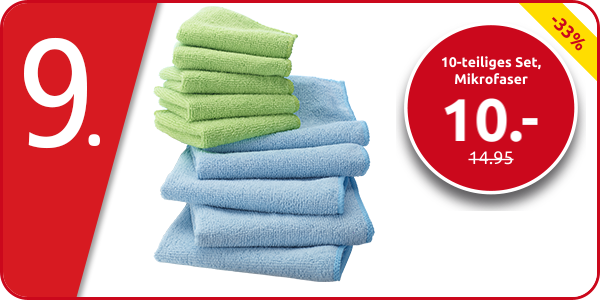 10-teiliges Set, Reinigungstücher aus Mikrofaser