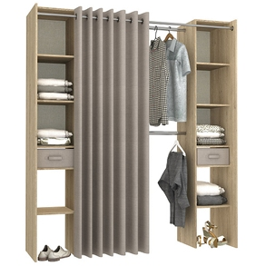 Kleiderschrank dressing «Rado» mit Vorhang, Dekor Eiche