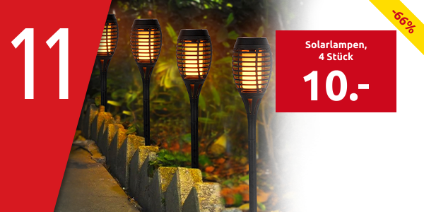 Solarlampen «Flambo», 4 Stück, mit abnehmbarem Erdspiess