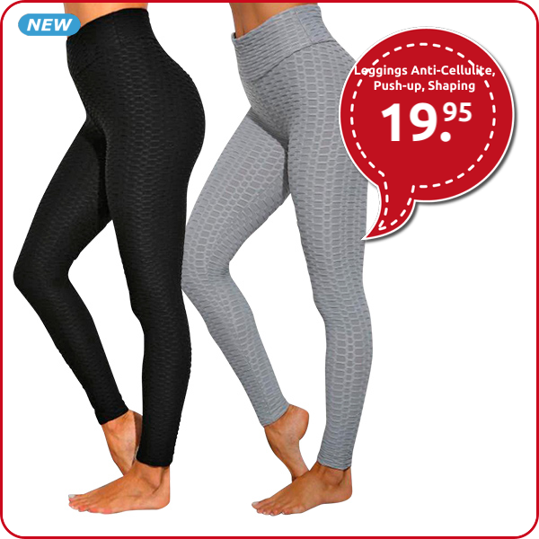 Leggings Anti-Cellulite, Push-up, Shaping, schwarz