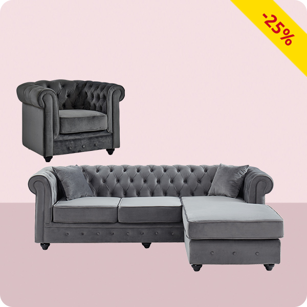 Sessel «Chesterfield», grau