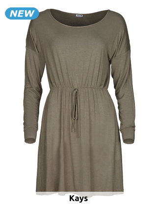 Kleid, aus Jersey, mit elastischer Taille, khaki