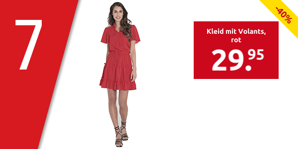 Kleid mit Volants, rot