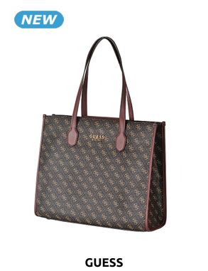 GUESS Handtasche «Silvana Tote», mit Allover-Logo, braun