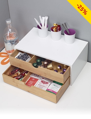 Bambusschublade für Tee & Kaffee, 2-stöckig