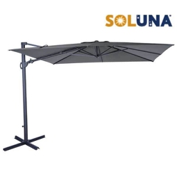 Sonnenschirm Ampelschirm Soluna Orléans mit Kurbelfunktion 300x300 cm Polyester dunkelgrau